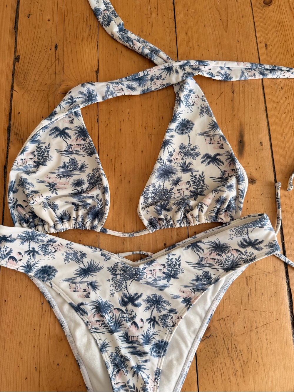 Abercrombie & Fitch Blue and White Tropical Print Bikini